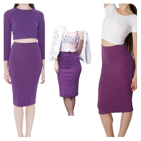 American Apparel Jacquard Mid Length Pencil Skirt - Picture 7 of 7
